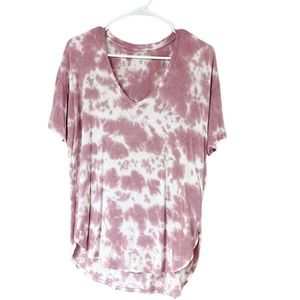 American Eagle Soft and Sexy Oversized Pink and White Tie Dye Tee SZ XS
